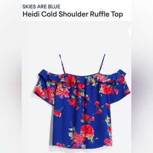 NWT! Skies are Blue - Heidi Cold Shoulder Ruffle Blouse - Size XSP